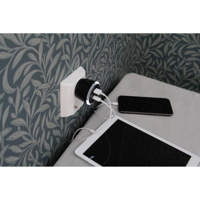 CAPIDI - CAPIDI Säkerhetstimer USB A+C 1-4 3.4A Svart