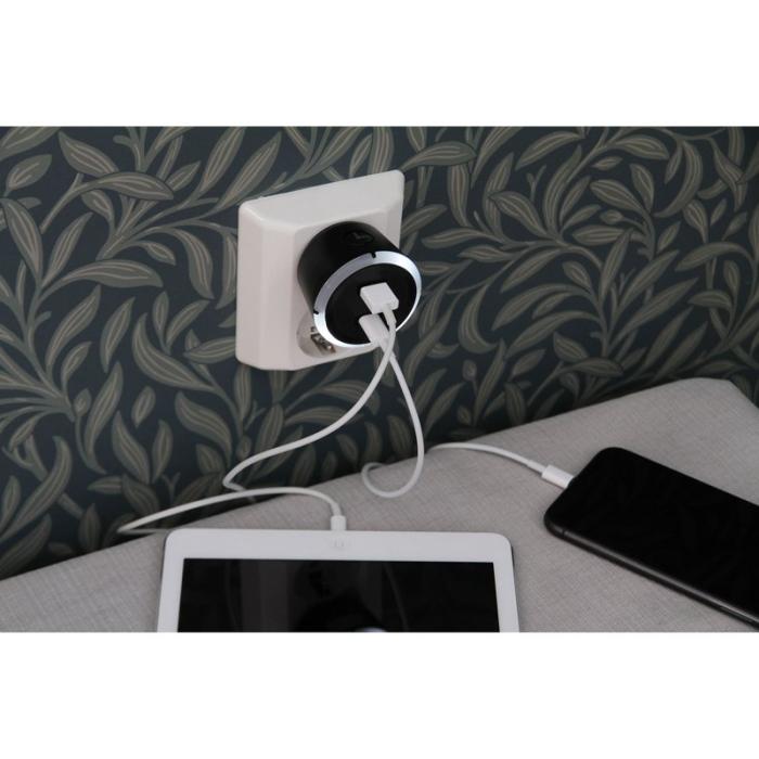 CAPIDI - CAPIDI Säkerhetstimer USB A+C 1-4 3.4A Svart