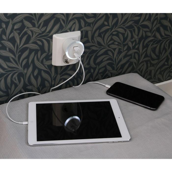 CAPIDI - CAPIDI Säkerhetstimer USB A+C 1-4 3.4A Vit