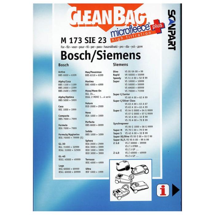 CLEANBAG - CLEANBAG Microfleece+ Dammsugarpåse Bosch/Siemens D/E/F/G/H 4+1