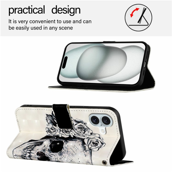 A-One Brand - iPhone 16 Plus Plånboksfodral Printing Pattern Med Rem