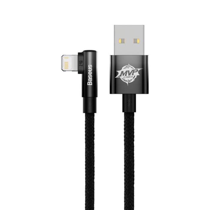 BASEUS - Baseus Elbow USB-A till Lightning kabel 2m - Svart