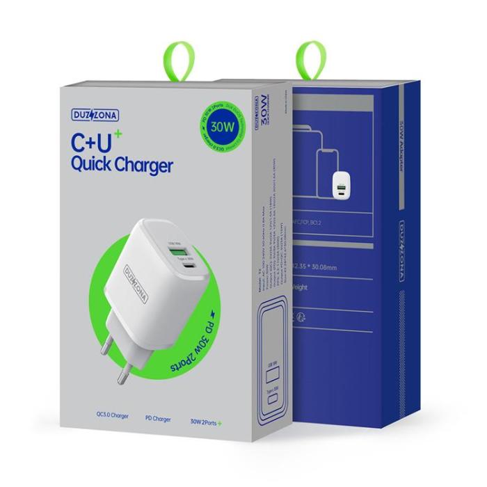 UTGATT1 - Duzzona Väggladdare 30W USB Till Typ-C - Vit