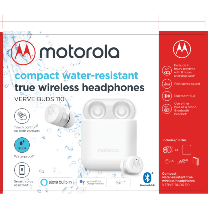 UTGATT1 - Motorola TWS In-Ear Trådlös Hörlurar Ververap 105 - Vit