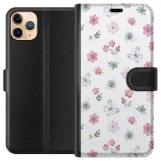 Gustaf - Pl&aring;nboksfodral till Apple iPhone 11 Pro Max med Blommor och fj&auml;rillar