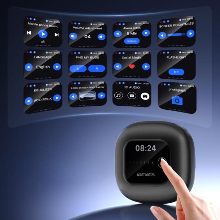 4smarts - 4smarts OWS In-Ear Hörlurar Bluetooth med AI Display SkyBuds - Svart