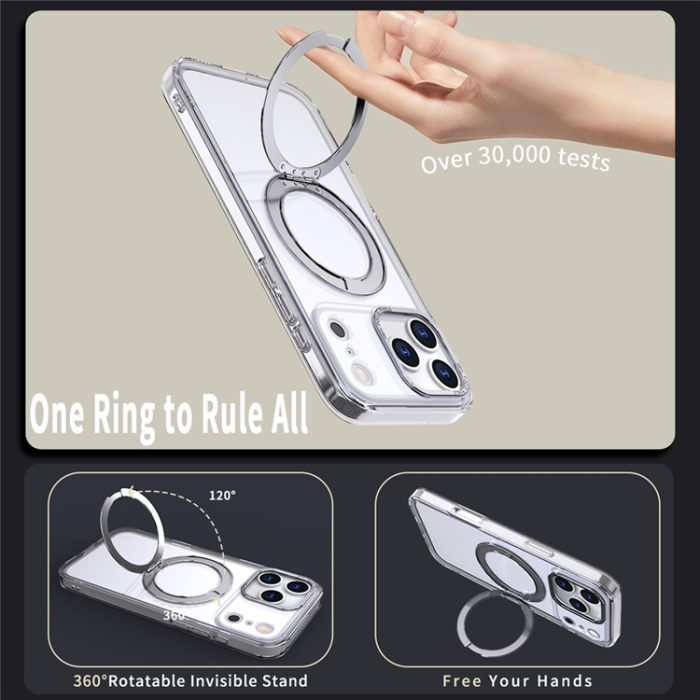 A-One Brand - iPhone 17 Pro Mobilskal Ring Kickstand TPU PC - Transparent