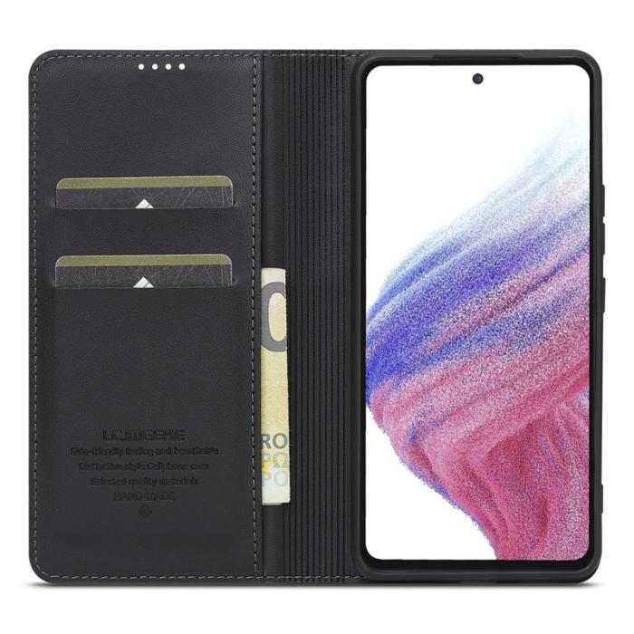 LC.imeeke - LC.IMEEKE L1 Series Plånboksfodral Konstläder - Svart för Samsung Galaxy A52s 5G