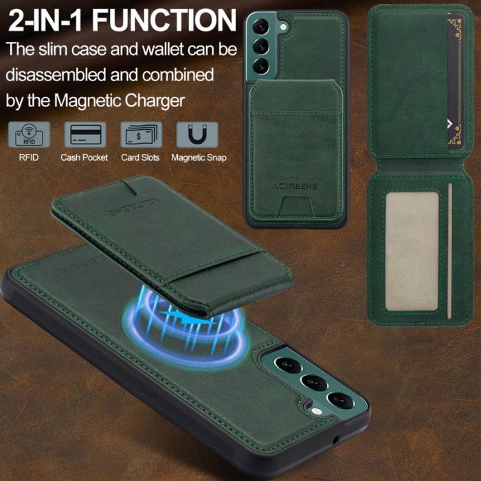 LC.imeeke - LC.IMEEKE L3 Samsung Galaxy S22 5G Fodral KonstLäder - Grön