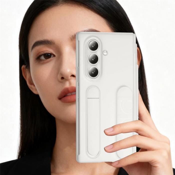 A-One Brand - Mobilskal För Galaxy Z Fold 8 Kortfack Kickstand med Skärmskydd - Vit