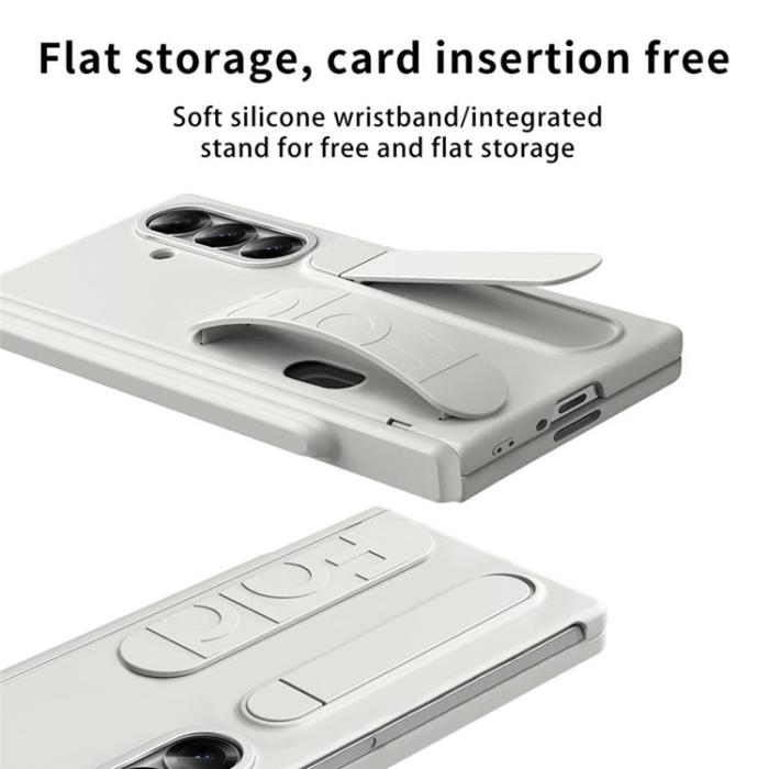 A-One Brand - Mobilskal För Galaxy Z Fold 8 Kortfack Kickstand med Skärmskydd - Vit