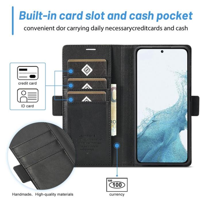 LC.imeeke - LC.IMEEKE Samsung Galaxy S23 FE Konstläder Plånboksfodral Magnetisk - Svart