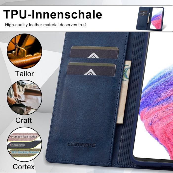 LC.imeeke - LC.IMEEKE Samsung Galaxy S23 FE Plånboksfodral Konstläder - Blå