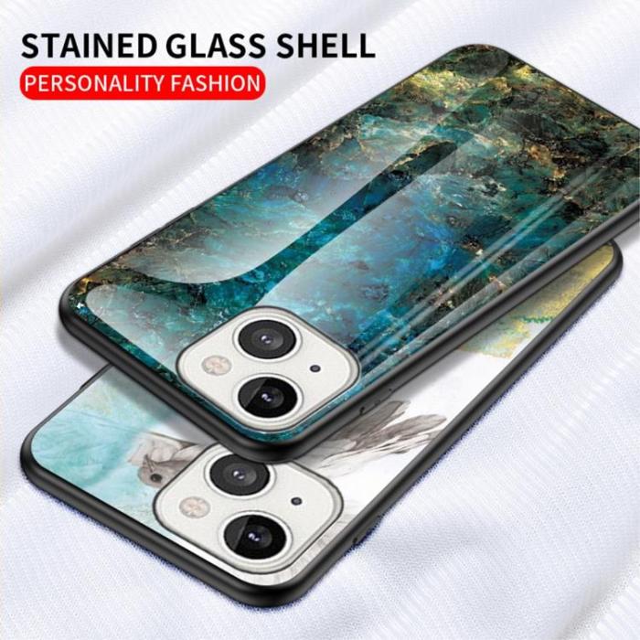 OEM - Anti-Scratch Härdat Glas Skärmskydd Skal iPhone 13 - Vit Marble