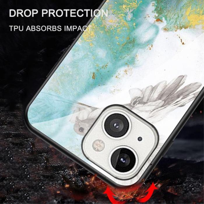 OEM - Anti-Scratch Härdat Glas Skärmskydd Skal iPhone 13 - Vit Marble
