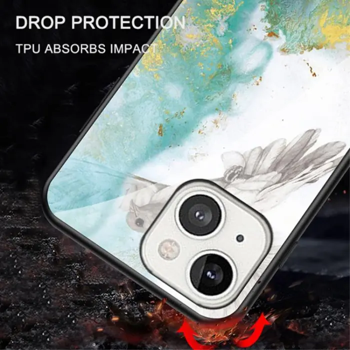 OEM - Anti-Scratch Härdat Glas Skärmskydd Skal iPhone 13 - Vit Marble