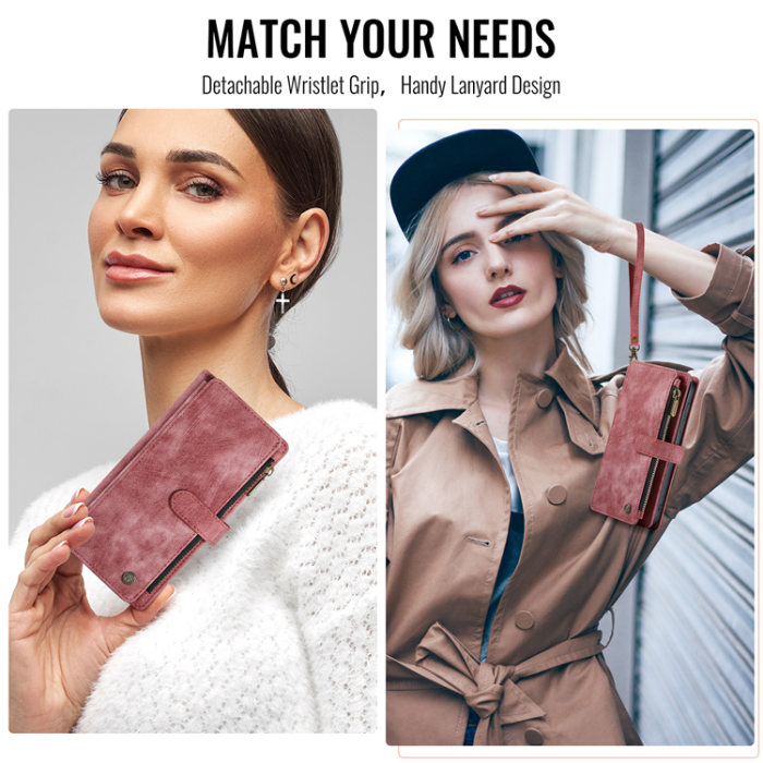 Caseme - CASEME Galaxy Z Fold 7 Plånboksfodral Med Rem läder - Röd