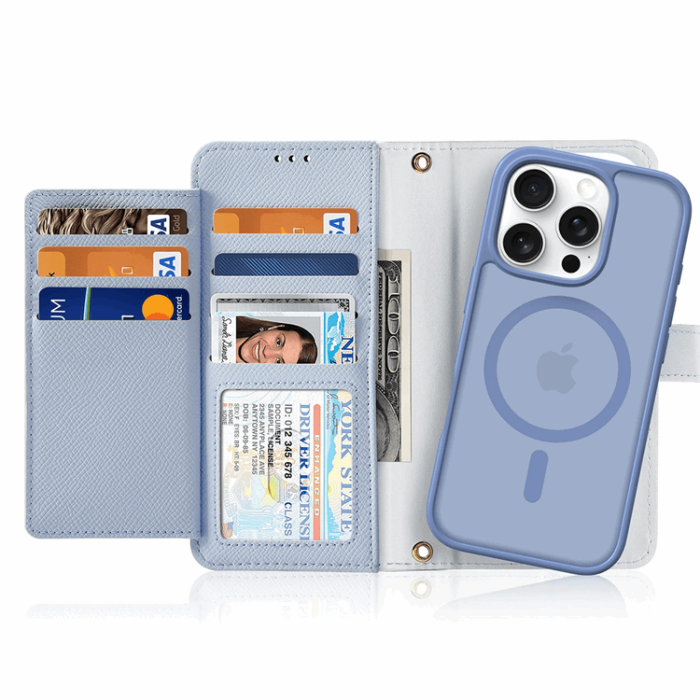 Dux Ducis - Dux Ducis iPhone 16 Pro Max Plånboksfodral Lawa Läder - Blå