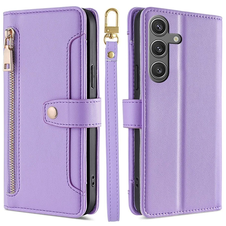 Galaxy S24 Konstläder Plånboksfodral med 2 Rem - Lila (Lila) | 2353 | AlltMobil