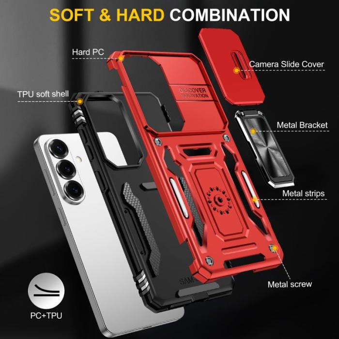OEM - Mobilskal för Samsung Galaxy S26 Plus Kickstand PC + TPU - Röd