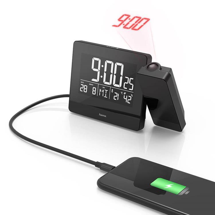 HAMA Väckarklocka Projektion Plus Charge - Svart
