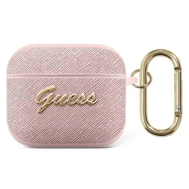 Guess Saffiano Script Metal Collection Skal AirPods 3 - Rosa | 2353 | AlltMobil
