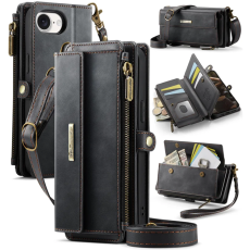 Caseme - Caseme iPhone 16e Plånboksfodral RFID Blocking Zipper - Svart