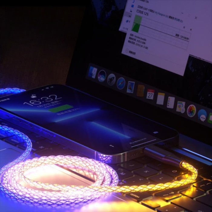 A-One Brand - RGB USB-C till USB-C 1m Kablar - Flerfärgad