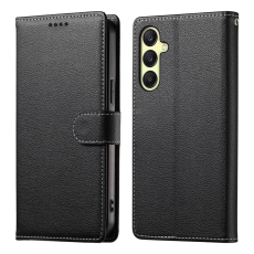 A-One Brand - Galaxy A17/A26 Plånboksfodral Litchi Läder Magnetic - Svart