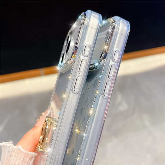 A-One Brand - iPhone 17 Pro Max Mobilskal Rhinestone Edge Ring Kickstand