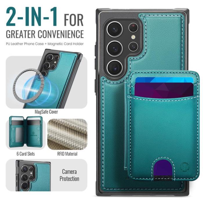 OEM - JEEHOOD Samsung Galaxy S22 Ultra 5G Fodral KonstLäder - Blå