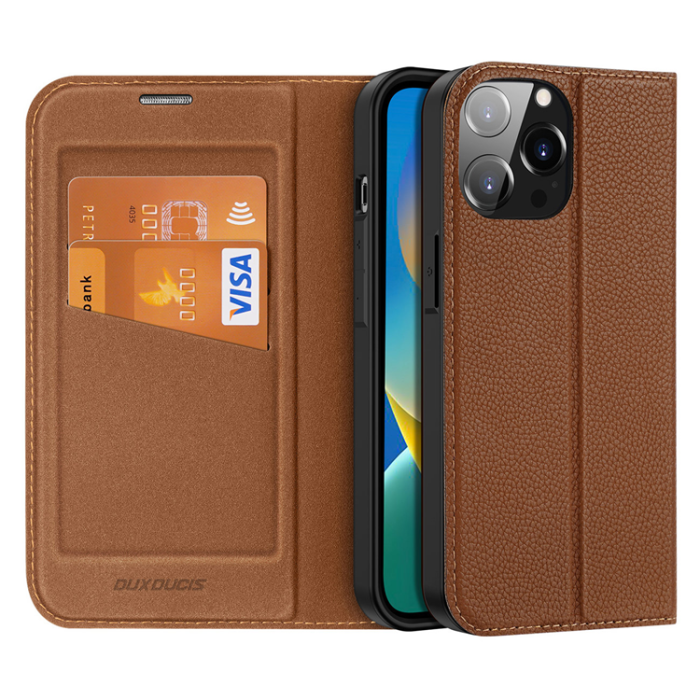 Dux Ducis - Dux Ducis iPhone 14 Pro Plånboksfodral Skin X2 - Brun