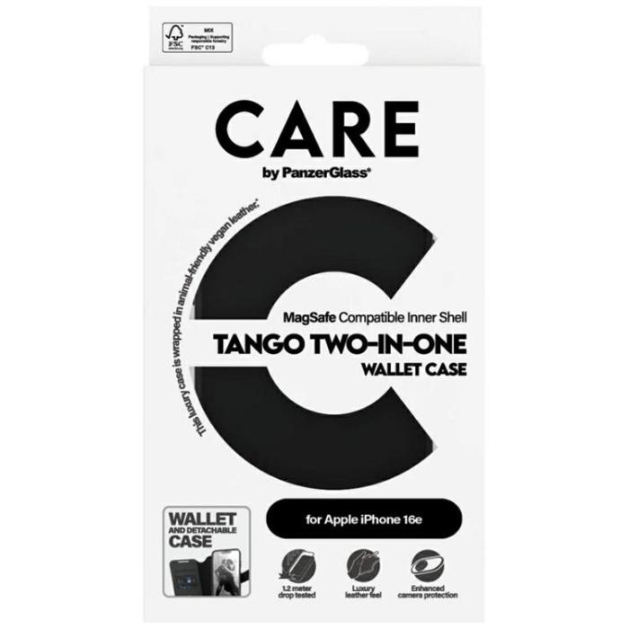 PanzerGlass - CARE iPhone 16e Plånboksfodral MagSafe Tango 2in1 - Svart