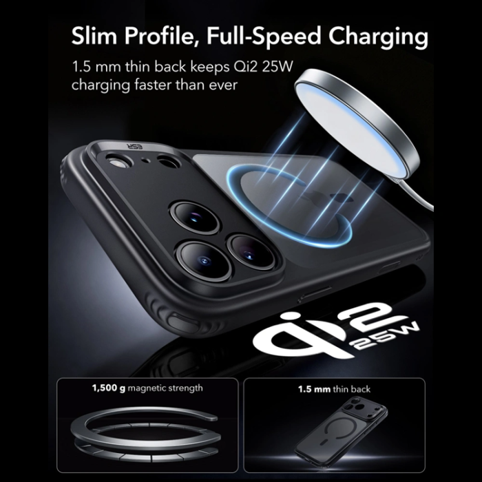 ESR - ESR Mobilskal För iPhone 17 Pro /18 Pro Magsafe Classic Hybrid - Frosted Svart