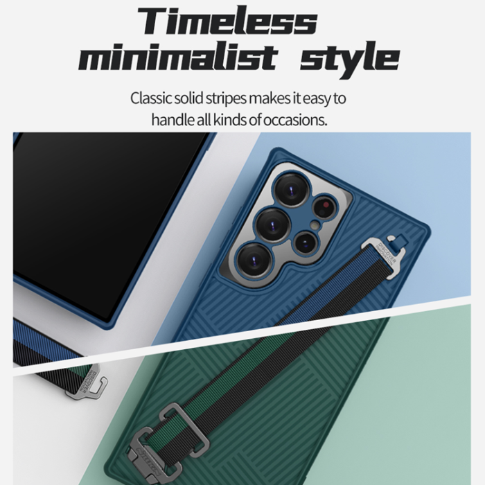 Nillkin - Nillkin Galaxy S23 Ultra Skal Stripe Handrem - Blå