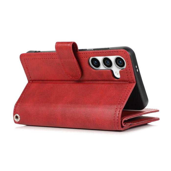 OEM - Samsung Galaxy S26/S26 Pro Plånboksfodral Äkta Läder Magnetiskt Skydd - Röd