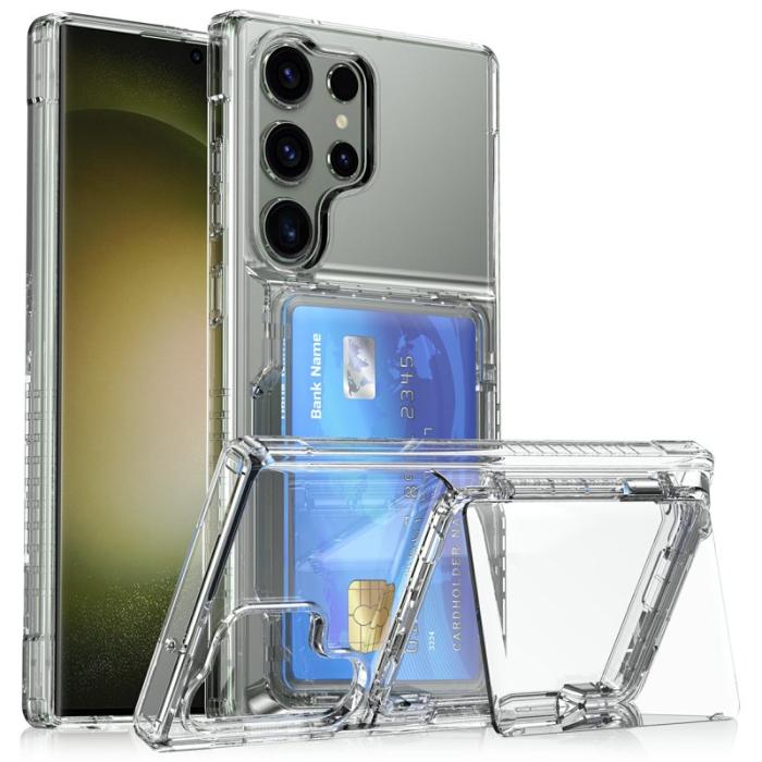 OEM - Mobilskal till Samsung Galaxy S26 Ultra Plast Med Kortfack Ställ - Transparent