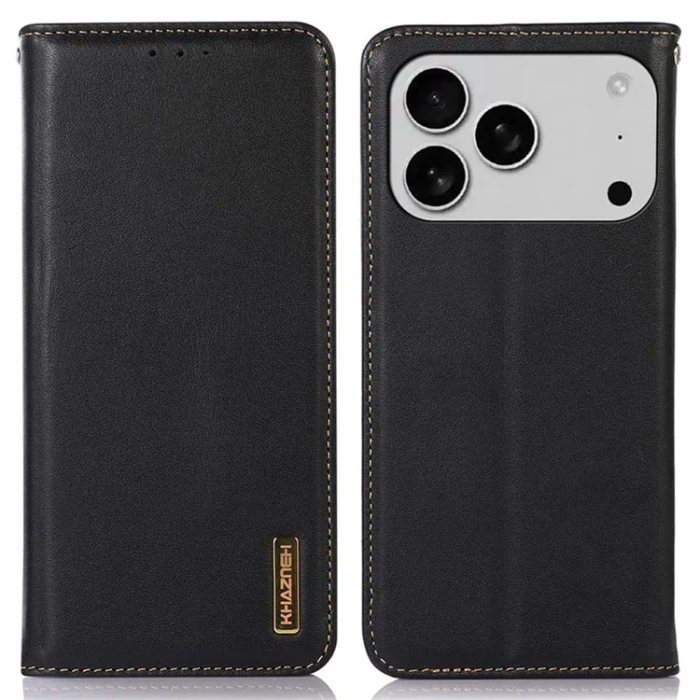 KHAZNEH - KHAZNEH iPhone 17 Pro Max Plånboksfodral Äkta Läder RFID
