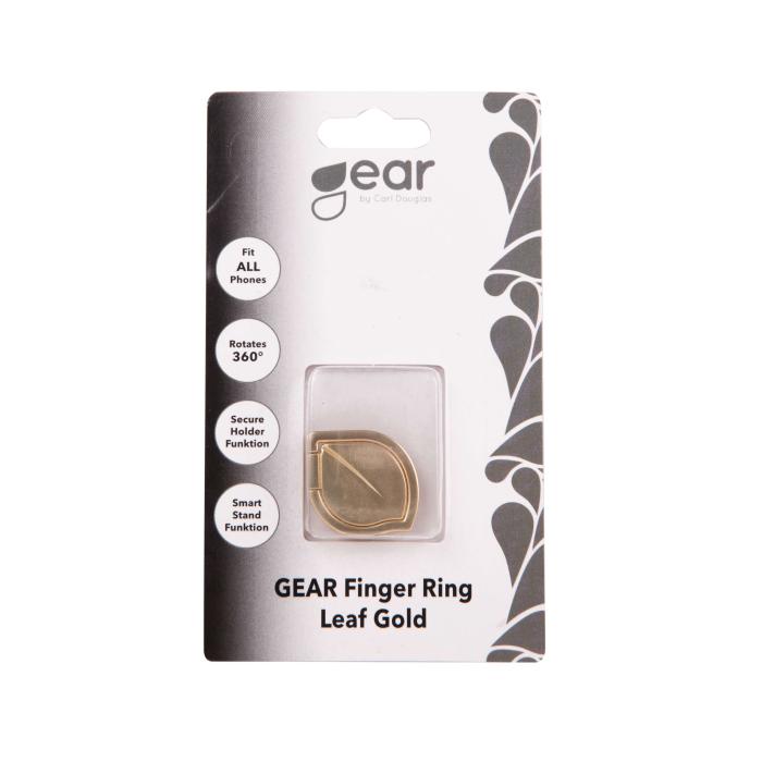 GEAR - GEAR MobilRing Löv Matt Roterande Fingerhållare med Ställfunktion - Guld