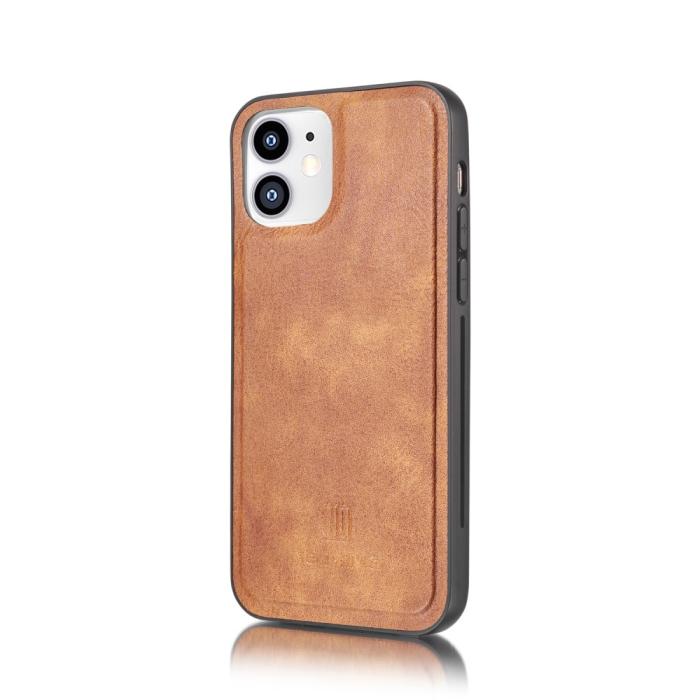 OEM - DG.MING Detachable Äkta Läder Plånboksfodral iPhone 12 Mini - Brun