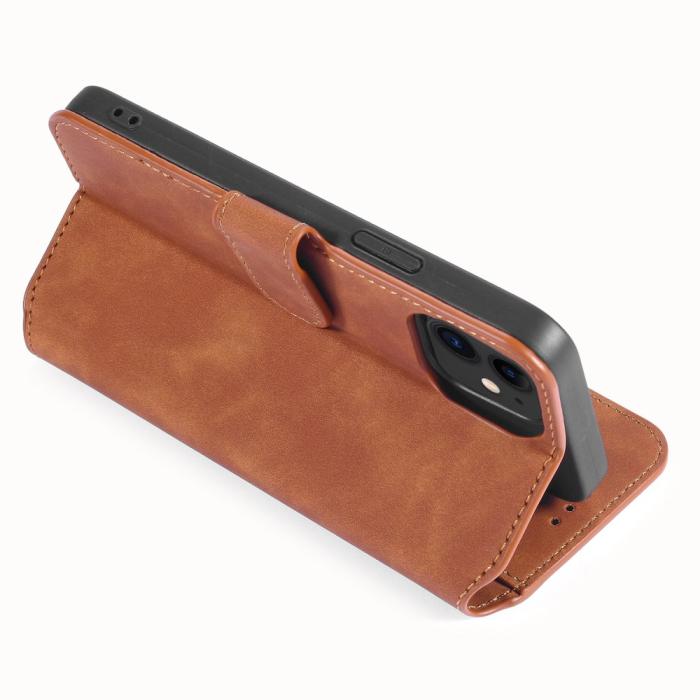 OEM - DG.MING Retro Läder Plånboksfodral iPhone 12 Mini - Brun