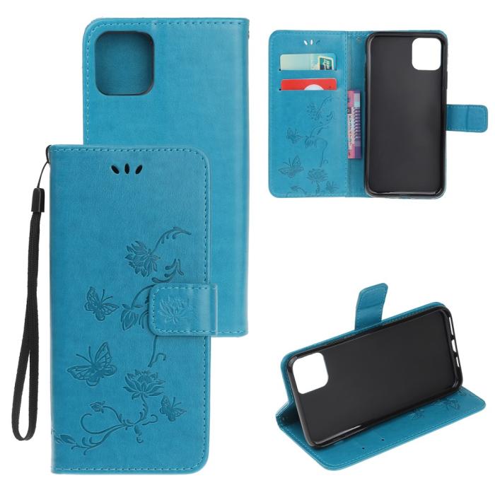 OEM - Imprint Läder Plånboksfodral iPhone 12 Mini - Blå