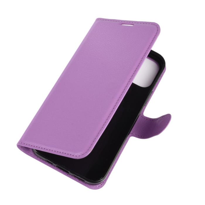 OEM - Litchi Läder Plånboksfodral iPhone 12 Mini - Lila
