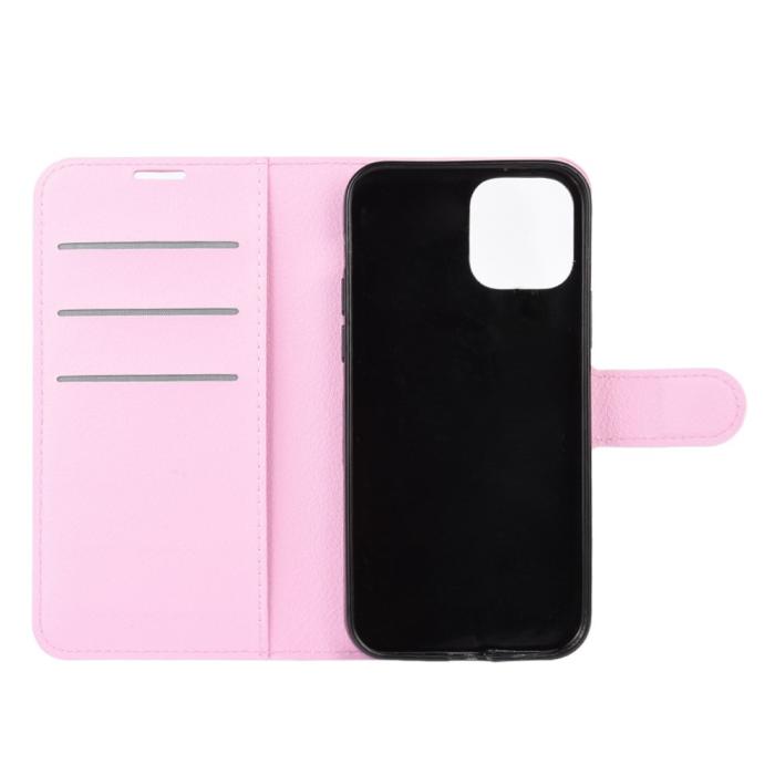 OEM - Litchi Läder Plånboksfodral iPhone 12 Mini - Rosa