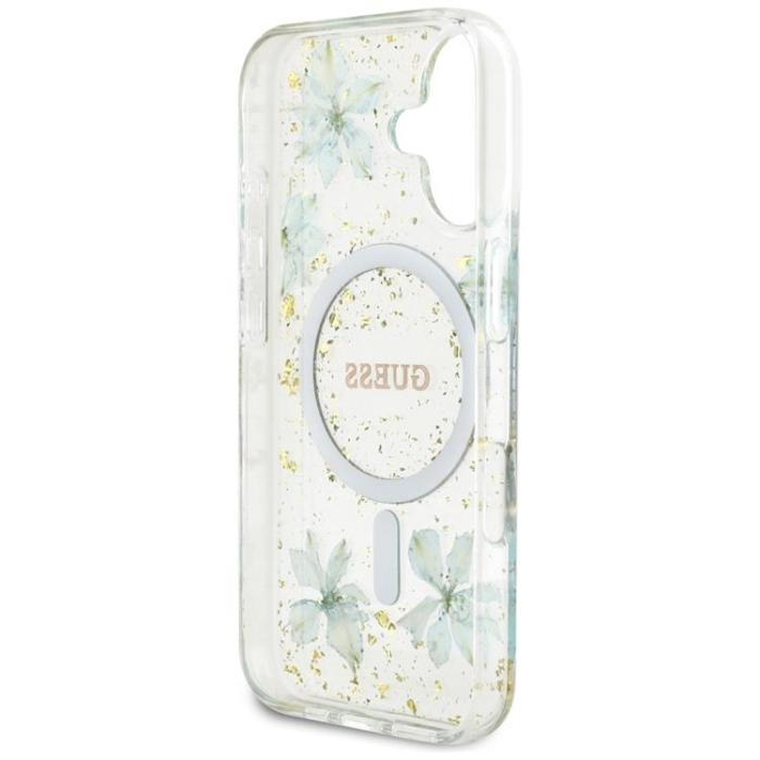 Guess - Guess iPhone 16 Mobilskal MagSafe Resin Flowers - Turkos