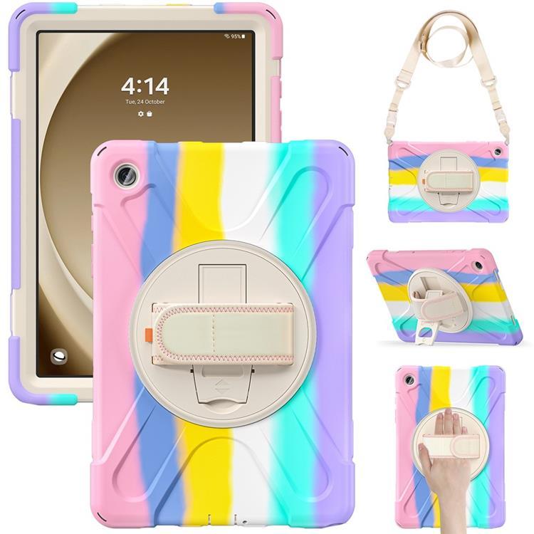 Galaxy Tab A9 Plus Skal Kickstand Handrem Med Axelrem - Färgglad rosa | 2353 | AlltMobil