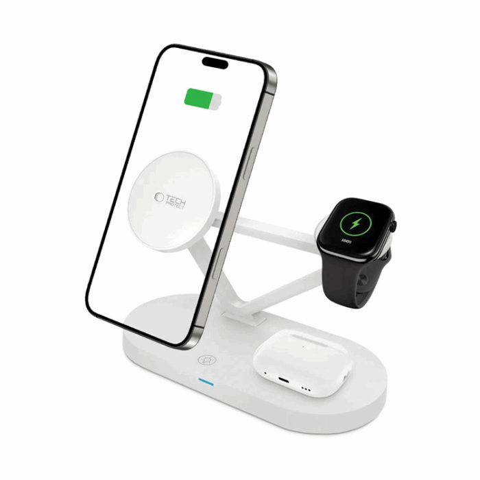 Tech-Protect - Tech-Protect 3-in-1 Trådlös Laddare iPhone, Apple Watch, AirPods -