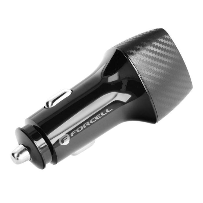Forcell - Forcell Billaddare USB 18W Till Typ-C Kabel 20W - Svart