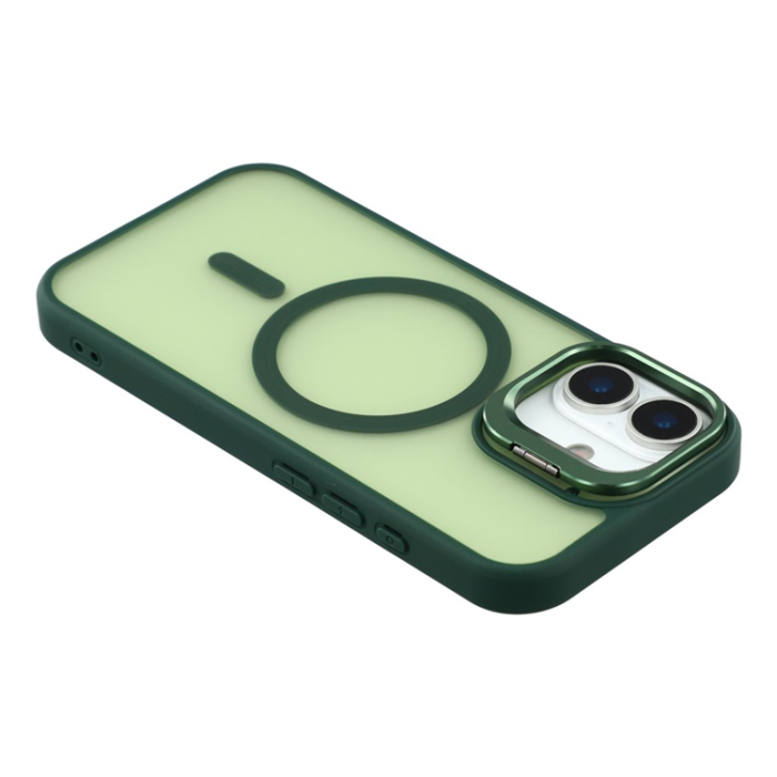 A-One Brand - iPhone 17 Mobilskal MagSafe Lins Kickstand - Mörkgrön