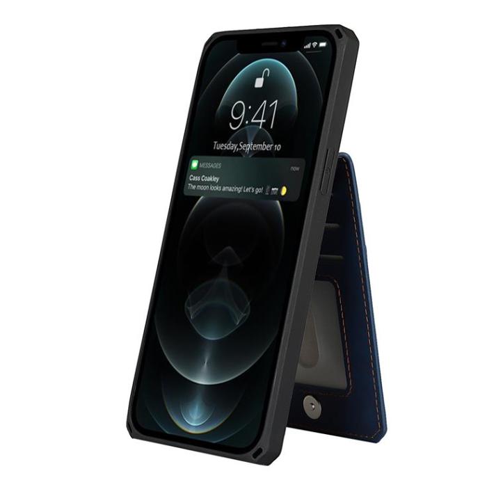 OEM - Skal med Kortplatser till iPhone 12 Pro Max - Blå